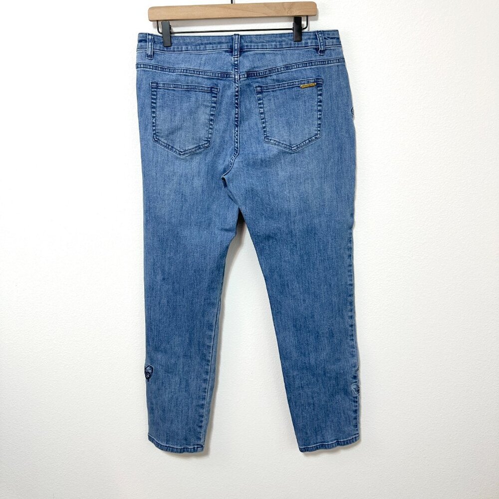 MICHAEL Michael Kors Embroidered Butterfly Straight Leg Jeans Size 10 - Picture 6 of 11